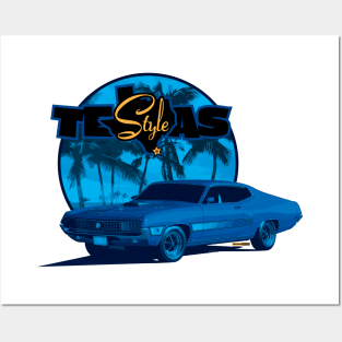 Texas-Style 1970 Torino Beach scene blue colors Posters and Art